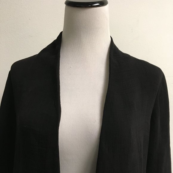 Eileen Fisher black silk open jacket top XS - Picture 2 of 9